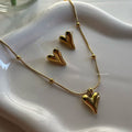 Gold Heart Earring & Necklace