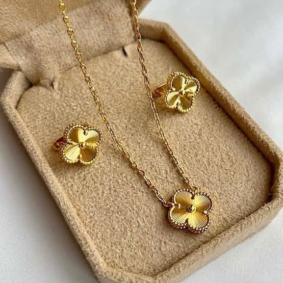 Golden Clover Earrings & Necklace