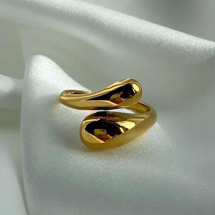 Golden Water Drop Ring